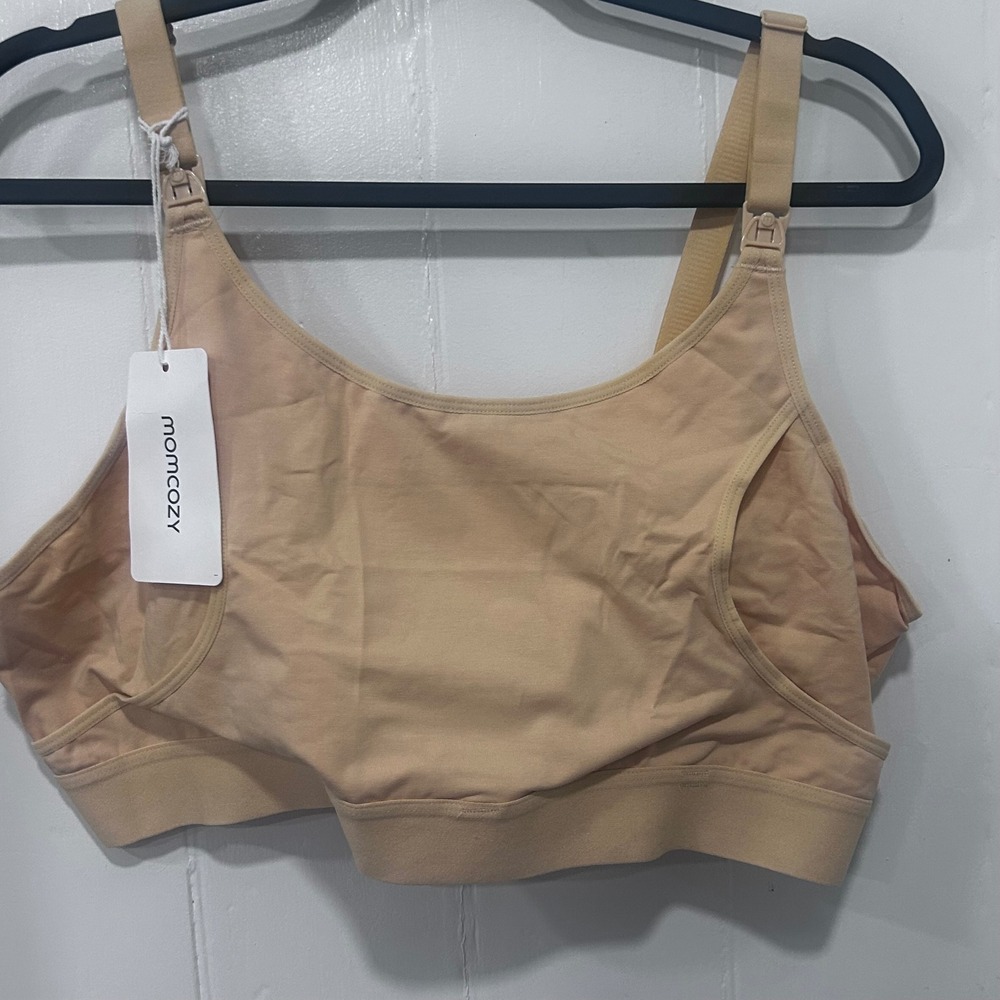 Momcozy Hands Free Nursing Pumping Bra Beige XXL Cotton Spandex NWT